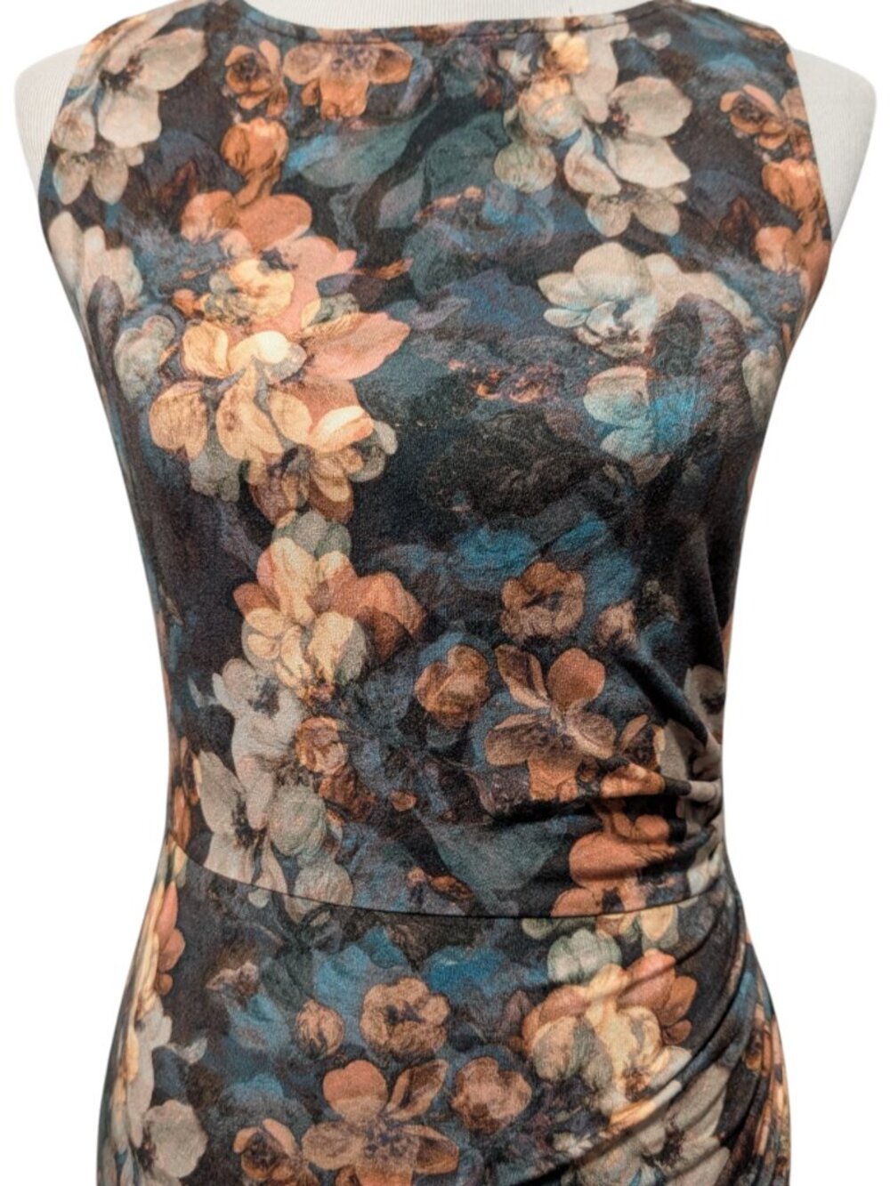 Peruvian Connection Womens Sz S Twillight Floral Ruched Sleeveless Orchard Dress - Picture 5 of 11